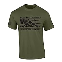 Patriot Pride Tshirt Mens Against All Enemies Foreign and Domestic Patriotic American Flag Short Sleeve T-Shirt Graphic Tee