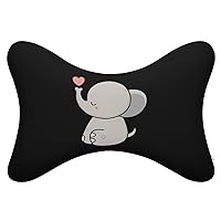 Kawaii Cute Elephant Car Headrest Pillow 2pcs Memory Foam Neck Pillow Neck Support Pillow for Camping and Traveling