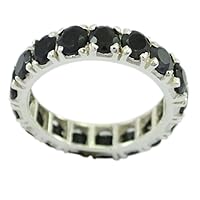 Natural Black Onyx Ring Sterling Silver Simple Round Shape Astrology US 4,5,6,7,8,9,10,11,12