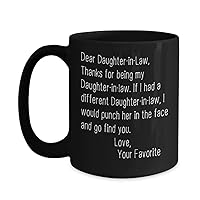 Ashton Books-n-Things Daughter-In-Law Black Coffee Mug Gifts Funny Daughter In Law Birthday Mothers Day Gift Idea Humor Present from Mother In Law or Father In Law Tea Cup