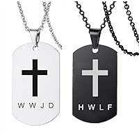 Catholic WWJD HWLF Cross Necklace Set, Religious Jesus Christ Faith Reminder Pendant Chain for Christian Stainless Steel Jewelry Set,What Would Jesus Do He Would Love First