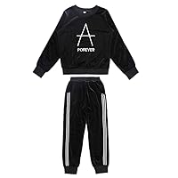 Girls Letter Printed Pullover Sports Tracksuits Sweatshirt Top + Pants