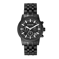 Michael Kors Hutton Men's Watch, Stainless Steel Chronograph Watch for Men with Steel or Leather Band