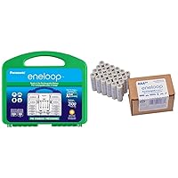 Eneloop Panasonic K-KJ17MCC82A 4-Position Charger with 2 AAA & 8 AA Batteries & 2 C & 2 D Spacers & Panasonic BK-4MCA24/CA AAA 2100 Cycle Ni-MH Pre-Charged Rechargeable Batteries 24 Pack