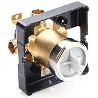 R10000 UNBX Shower Valve Body for Shower Faucet Trim Kits, Single or Dual Function Shower, Rough in Valve, Brass Body (R10000-UNBX)