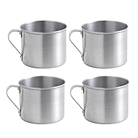 IMUSA USA 0.7 Quart Aluminum Mug for Stovetop Use or Camping, Silver, 4 Count (Pack of 1)