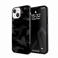 BURGA Phone Case Compatible with iPhone 14 Plus - Hybrid 2-Layer Hard Shell + Silicone Protective Case -Night Urban Black and White Camo Camouflage - Scratch-Resistant Shockproof Cover