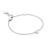 1pt Diamond & Sterling Silver Heart Bracelet. Delicate, Adjustable Jewelry Charm Chain Bracelets For Women and Girls, Perfect as Birthday Gift, Celebrations, Sweet 16, Thanksgiving, One