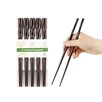 Bambuddha 9 Inch To Go Chopsticks 10 Durable Bamboo Chopsticks - Twisted Design Dark Brown Bamboo Premium Chopsticks For All Kinds Of Foods Ideal For Cafes And Restaurants