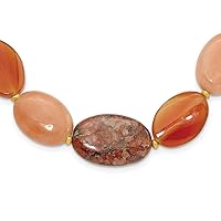 20mm 925 Sterling Silver Gold Plated Aventurine Carnelian Jasper Necklace 17.5 Inch Jewelry Gifts for Women