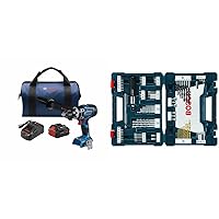 Bosch GSB18V-1330CB1418V Connected-Ready 1/2 In. Hammer Drill/Driver Kit with (1) CORE18V 8.0 Ah PROFACTOR Performance Battery&BOSCH 91-Piece Drilling and Driving Mixed Set MS4091
