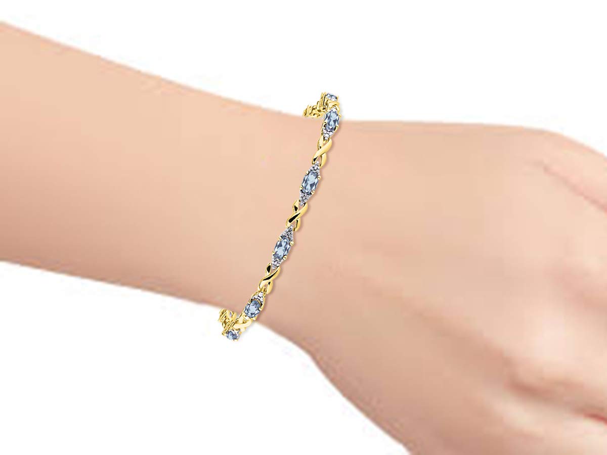 RYLOS Bracelets for Women 925 Silver XO Hugs & Kisses Tennis Bracelet Gemstone & Genuine Diamonds Adjustable to Fit 7