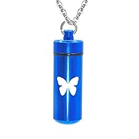 weikui Cremation Jewelry for Ashes Butterfly, Stainless Steel Urn Necklace for Ashes Women/Men, Cylinder Memories Jewelry