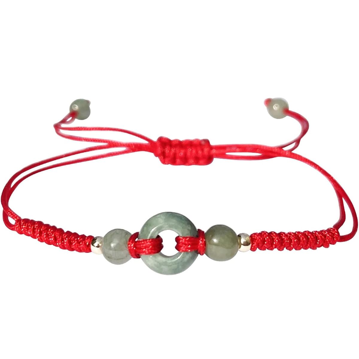 Qordelia Handmade Natural Jade Bracelet, Good Luck Red Rope Bracelet, Kabbalah Bracelets, Adjustable