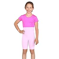 Girls High Waisted Cycling Shorts Kids Plain Microfiber Gymnastics Dance Shorts