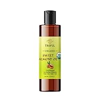 Organic Sweet Almond Oil - 100% Pure Cold Pressed Natural Carrier Oil for Skin Face Body Hair Massage Anti-Aging - Normal and Oily Skin (100ml)
