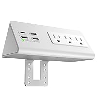 Nightstand Edge Mount Power Strip with USB-C Ports Tabletop Surge Protector Desk Clamp Power Sockets with 3 AC Outlets &4 Fast Charging USB Ports for Home Office Hotel and Dormitory