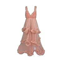 Maternity Dresses for Photoshoot Puffy Ruffles Pregnancy Tulle Robe Long Lingerie Baby Shower Dress Pregancy Nightgown