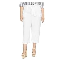 Sanctuary Womens Ivory Pocketed Zippered Cropped Tie Belt Pleated Sheer Wide Leg Pants Plus 18W