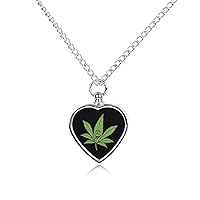 Pot Leaves Weed Pet Urn Necklace Personalized Photo Pendant Necklace Jewelry for Men Women