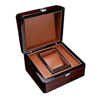 Men's Wooden Watch Box Case Single Slot PU Cushion Watch Storage Box Display Box Stand, Durable