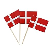 100 Pcs Denmark Flag Danish Toothpick Flags, Small Mini Stick Cupcake Toppers Danish Flags Cocktail Picks