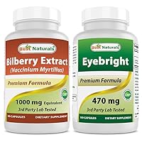 Best Naturals Bilberry Extract 1000mg & Eyebright 470 mg