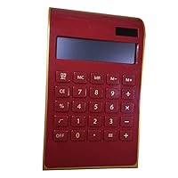 10 Digit Calculator,Standard Business Desktop Calculator,Solar & Battery Power,Tilted LCD Display,for School Home Office (Red)