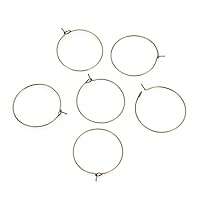 Adabele 50pcs Raw Brass 60mm Round Hoop Connector Findings (Wire 0.7mm/21 Gauge/0.028 inch) No Plated/Coated for Earrings Pendant Wine Glass Making CX3-6