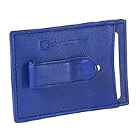 Alpine Swiss Mens Top Grain Leather Minimalist Money Clip Front Pocket Wallet Crosshatch Blue