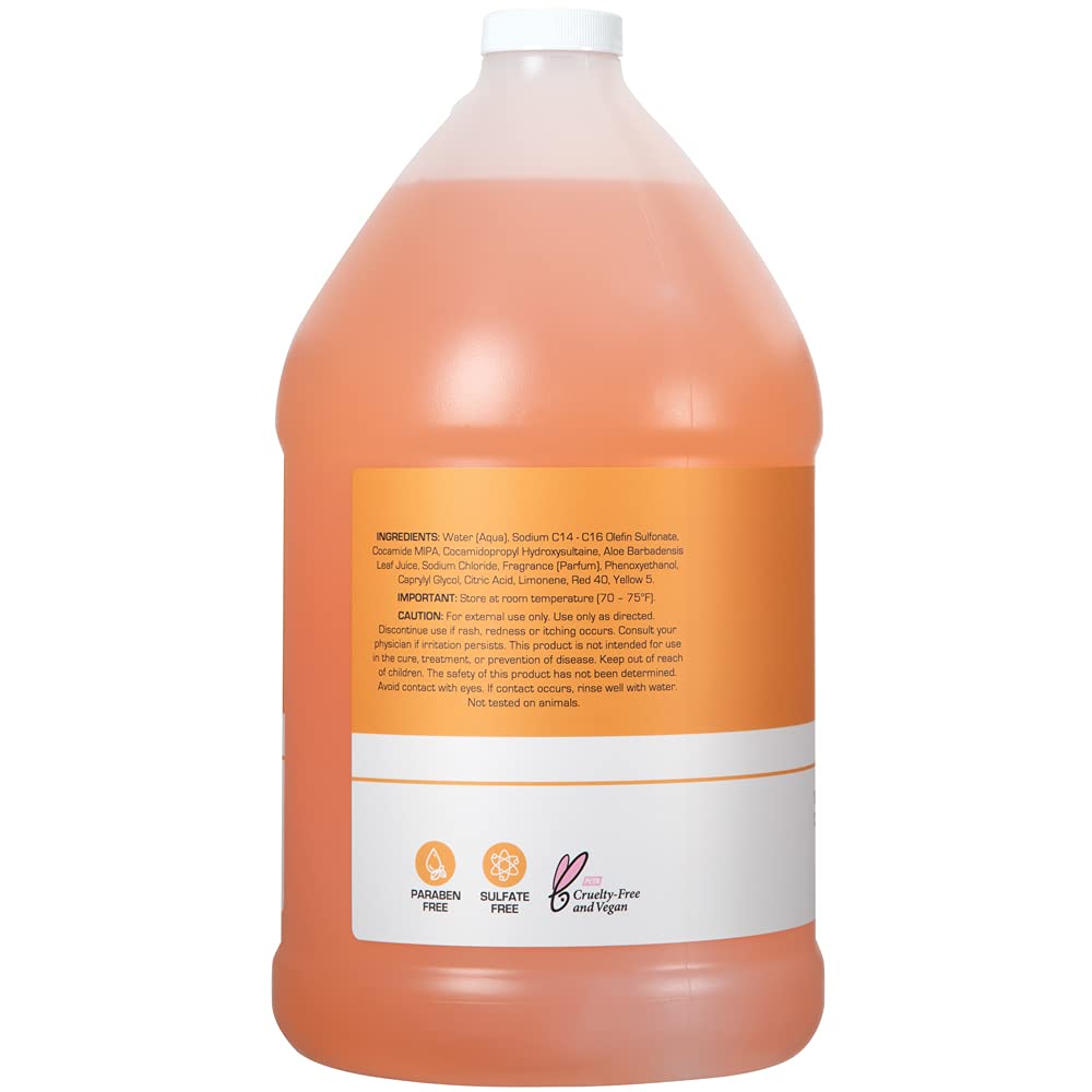 Ginger Lily Farms Club & Fitness Moisturizing Shampoo for All Hair Types, 100% Vegan & Cruelty-Free, Citrus Scent, 1 Gallon (128 fl oz) Refill