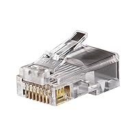 Klein Tools VDV826-611 RJ45 Connectors, Cat5e Modular Data Plugs with 3-pronged Contact for Solid or Stranded Conductors, 100-Pack