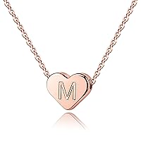 TINGN Tiny Heart Initial Necklaces for Girls - 14K Rose Gold Filled Heart Pendant Handmade Dainty Heart Letter Initial Necklaces for Teen Girls Kids Jewelry Gifts Christmas Gifts for Girls Necklaces
