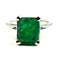55Carat-Brand Natural Indian Emerald Rings For Men Women Chakra Healing Birthstone Jewelery in 925 Silver, Rose Gold and 18K Gold Plated Size 5-12