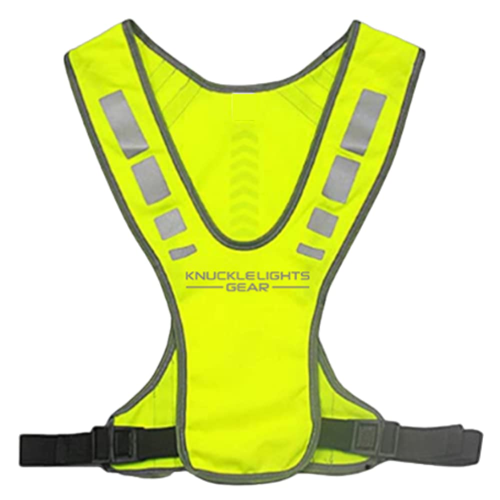 Knuckle Lights Reflective Vest for Running, Biking, Walking - High Visibility Safety Gear with 2 Lights - One Size Fits All