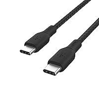 Belkin BoostCharge Braided USB-C to USB-C Power Cable (3M, 10ft), Fast Charging Cable w/ 100W Power Delivery, USB-IF Certified for iPhone 15, MacBook, Chromebook, Samsung Galaxy, & More - Black