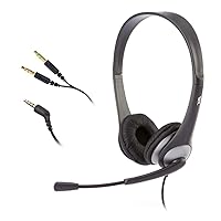 Cyber Acoustics Stereo Headset (AC-204), 3.5mm Stereo & Y-Adapter, Home, K12 School Classroom and Education