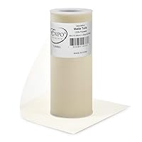 Expo International Decorative Matte Tulle, Roll/Spool of 6 Inches X 25 Yards, Polyester-Made Tulle Fabric, Matte Finish, Lightweight, Versatile, Washable, Easy-to-Use, Ivory