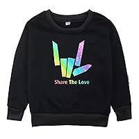 Boys Girls Casual O-Neck Cotton Sweatshirts-Share The Love Pullover with Fleece Comfy Warm Sweater For Winter