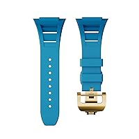Fluorine Rubber Watch Band Silicone Strap (Color : Blue C)