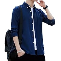 Lapel Pockets Solid Color All-Match Shirt Men's Clothing Autumn Oversized Casual Tops Loose Korean Shirts