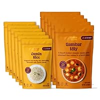 The Cumin Club Sambar Idly + Rice Sides Bundle - Vegetarian Meals Ready to Eat (Pack of 5 Sambar Idly + Pack of 6 Rice)