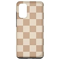 Galaxy S20 Light Beige Brown Checkered Aesthetic Big Tan Checkerboard Case