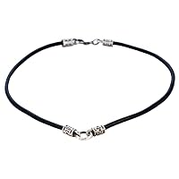 BICO 4mm Black Leather Necklace with a Silver Loop and Ends (CL2 Black)