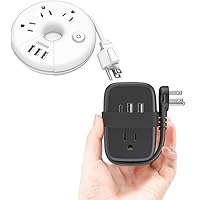 2 Pack Travel Power Strip with USB-C Potrs, NTONPOWER Portable Desktop Charging Station Short Extension Cord 15 inches for Office, Home, Hotels, Cruise Ship, Nightstand, White