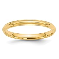 Jewels By Lux Solid 10k Yellow Gold 2.5mm Half Round with Edge Wedding Ring Band Available in Sizes 5 to 7 (Band Width: 2.5 mm)