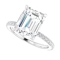 Marvellous Elaborate Floral Engagement Ring, Emerald Cut 3.00CT, Colorless Moissanite Ring, 925 Sterling Silver Ring, Daily Wear Ring, Wedding Ring, Perfact for Gift Or As You Want