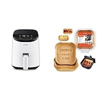 COSORI Small Air Fryer Oven 2.1 Qt, 4-in-1 Mini Airfryer, Bake, Roast, Reheat, Space-saving & Low-noise & Air Fryer Liners, 100 PCS Square Disposable Paper Liners, Non-Stick