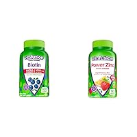 Vitafusion Extra Strength Biotin 5,000 mcg and Power Zinc 15 mg Gummy Vitamins, 100 and 90 Count