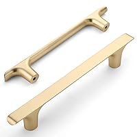 Amerdeco 10 Pack Brushed Brass Cabinet Pulls 5 Inch(128MM) Hole Centers Gold Kitchen Cabinet Handles Cabinet Hardware Kitchen Handles for Cabinets Cupboard Handles Drawer Pulls ZH0028